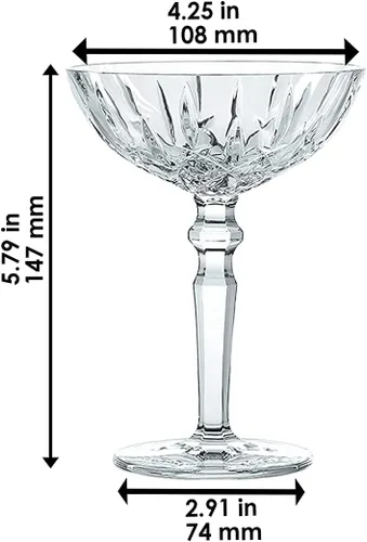Vista 2 de Nachtmann Noblesse Collection - Juego de 2 vasos de cóctel de cristal transparente con tallo, perfectos para beber champán, vino dulce, martini