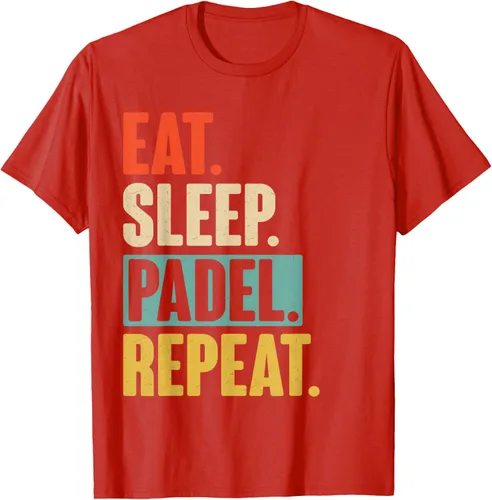 Vista 77 de Eat Sleep Padel Repeat - Camiseta de pádel retro vintage, Negro