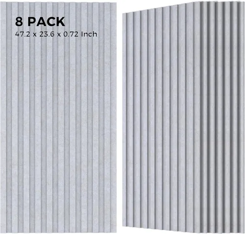 Vista 10 de Grandes paneles acústicos bicapa, juego de 4 paneles absorbentes de sonido, paneles a prueba de sonido de 120 cm x 60 cm x 1.8 cm para paredes