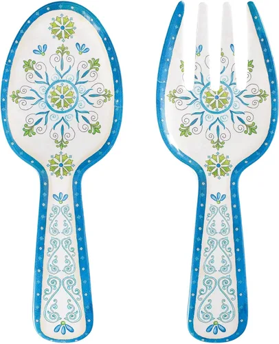 Vista 8 de UP ware Blue Rooster - Servidores de ensalada de melamina, juego de utensilios para servir, incluye tenedor y cuchara para tirar ensalada, pasta