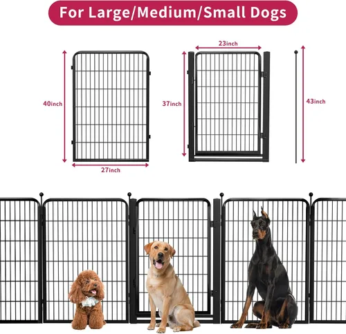 Vista 7 de Corralito para perros al aire libre, 40 pulgadas, 48 paneles, valla para perros con puerta extra ancha, corral para mascotas sin tropiezos, corral