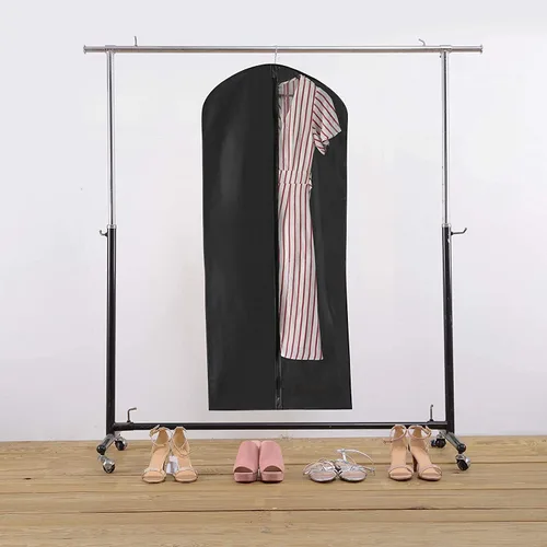 Vista 3 de Bolsa de ropa negra, cubierta de vestido de traje para con un panel transparente transparente para una fácil visualización, Negro