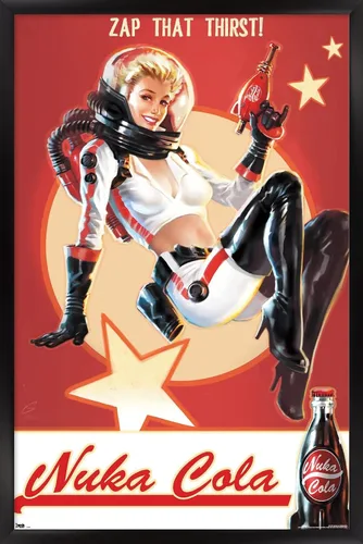 Vista 8 de Fallout 4 - Póster de pared de Nuka Cola - Zap That Thirst!, 22.4 pulgadas de largo x 14.7 pulgadas de ancho, versión enmarcada de madera de granero