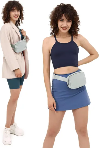 Vista 2 de ODODOS Minicangurera unisex con correa ajustable, para entrenamiento, correr, viajes o senderismo, gris claro3