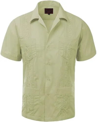Vista 16 de vkwear Guayabera - Camisa de vestir casual con botones y manga corta para hombre