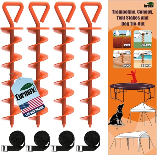 Vista 19 de Anclajes de suelo Eurmax USA Anclajes de trampolines con tornillo para vientos fuertes Estacas de tienda de campaña de alta resistencia Anclajes