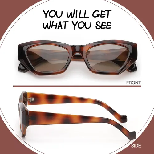 Vista 3 de LVIOE Gafas de sol polarizadas de moda con ojo de gato para mujer, estilo minimalista sin borde LS05, M