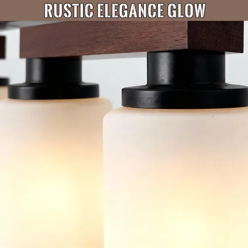 Vista 8 de Iluminación de isla de cocina de 5 luces y accesorios de luz de comedor de granja sobre mesa, colgante de techo rústico ajustable colgante lineal