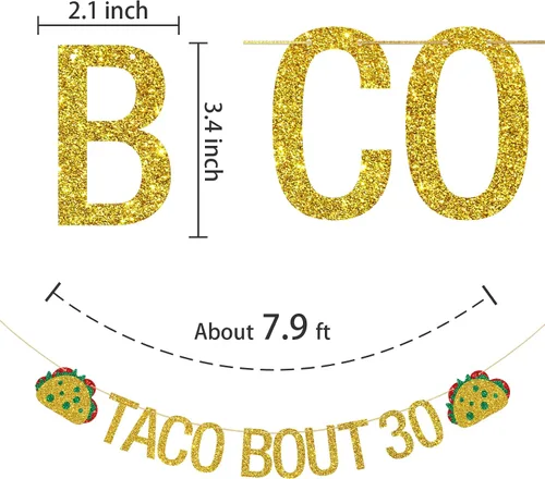 Vista 2 de Cartel de taco Bout 30, decoración de fiesta mexicana para fiesta de cumpleaños número 30 para hombres y mujeres, fiesta de cumpleaños 30