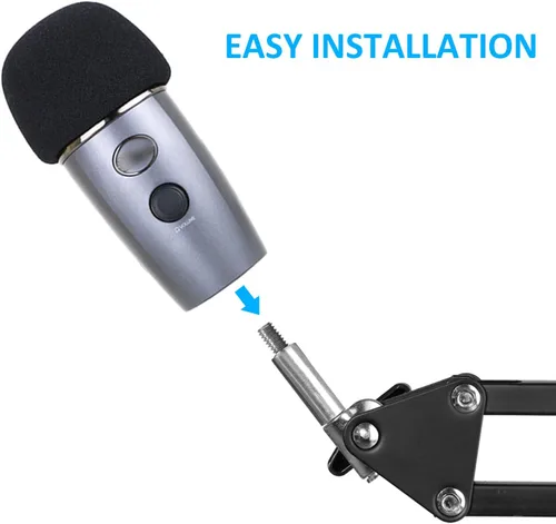 Vista 5 de Soporte de micrófono Yeti Nano con filtro pop - Soporte de brazo de boom de micrófono con cubierta de espuma y parabrisas para micrófono Blue Yeti