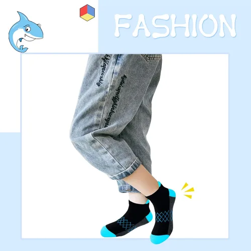 Vista 7 de JAMEGIO Calcetines para niños, 12 pares de calcetines deportivos de tobillo medio acolchado de corte bajo para niños pequeños y grandes