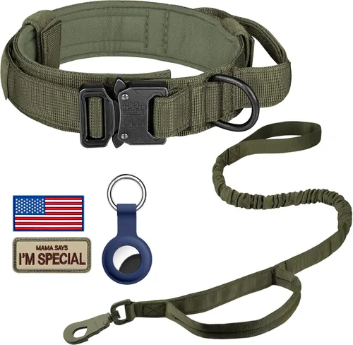 Vista 15 de DAGANXI - Collar táctico para perro, collar ajustable de nailon para adiestramiento con asa de control y hebilla, para perros medianos y grandes