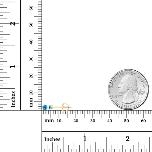 Vista 4 de Aretes de tuerca con rosca de oro macizo de 14 quilates, hipoalergénicos, redondos, con piedra natal auténtica, solitario, circonita