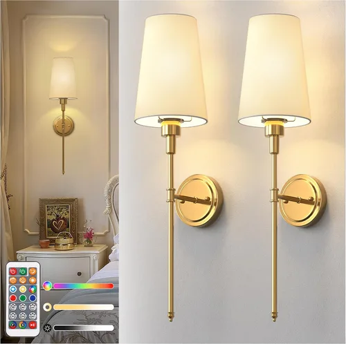 Vista 17 de DORESshop Juego de 2 apliques de pared a pilas, inalámbrico, fácil de instalar, regulables y ajustables, lámpara de pared recargable