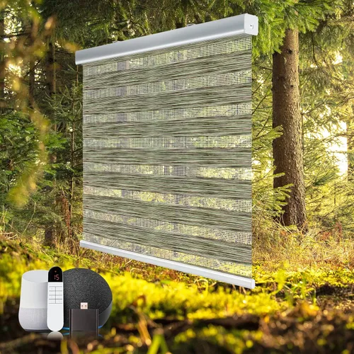 Vista 10 de Persianas motorizadas con control remoto de cebra, cenefa de aluminio mejorada, persianas automáticas para ventanas, persianas eléctricas de doble