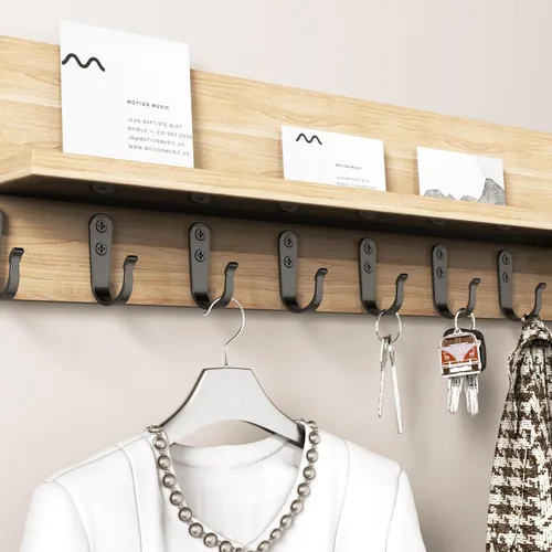 Vista 6 de BREYDROK 20 piezas de ganchos de pared de metal resistentes para abrigos, ganchos de un solo diente para colgar con 40 tornillos para toallas