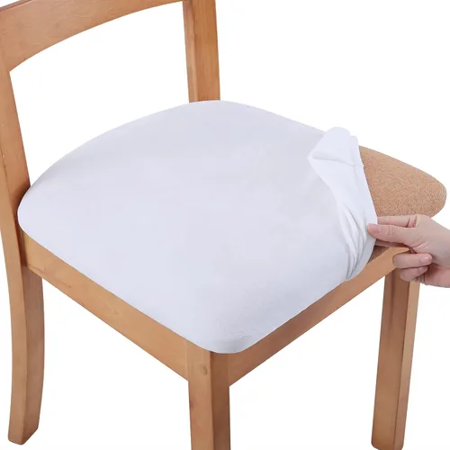 Vista 23 de Smiry - Fundas de asiento de terciopelo para silla de comedor, juego de 2, ajuste elástico, extraíbles y lavables, fundas protectoras de cojín