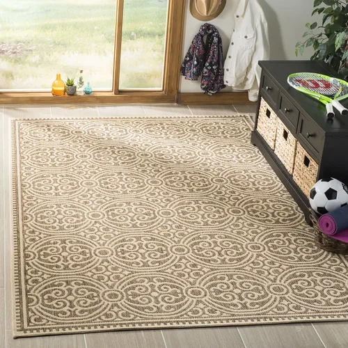 Vista 6 de SAFAVIEH Alfombra lavable para exteriores Linden Collection - 4 x 6 pies, aguamarina y crema, no desprende pelusa y fácil de limpiar, ideal