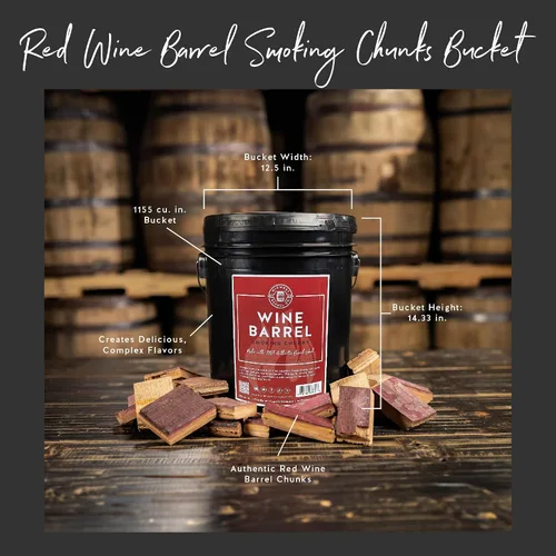 Vista 2 de Midwest Barrel Company - Barril de vino tinto para barbacoa, trozos de madera para ahumar (cubo) trozos de madera grandes de 1 a 4 pulgadas