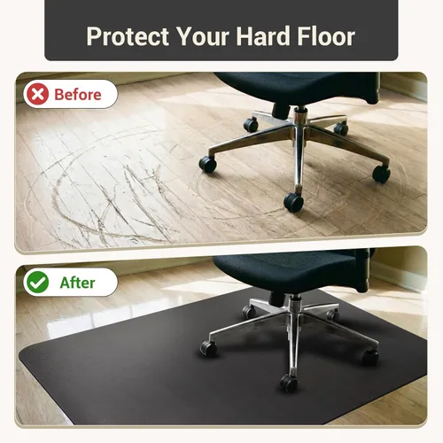 Vista 3 de Tapete para silla rodante de oficina para suelo de madera dura y azulejos, negro, antideslizante, no curvo, tapete para silla debajo del escritorio