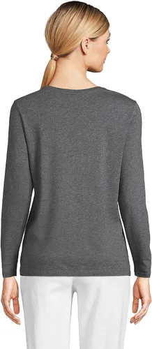 Vista 2 de Lands' End Camiseta de manga larga, cuello redondo y holgada, de algodón Supima, para mujer