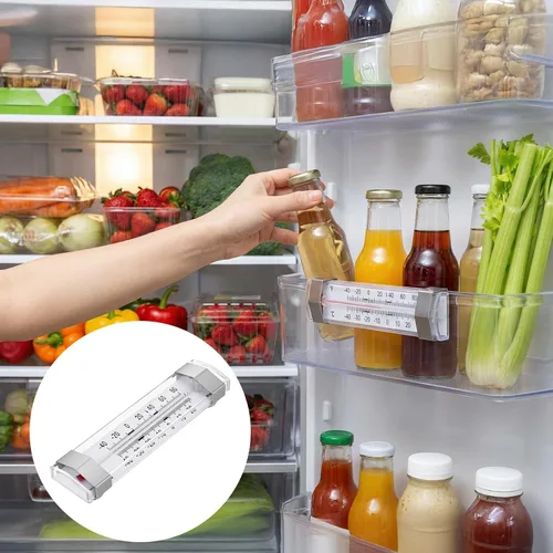 Vista 5 de Paquete de 9 termómetros para refrigerador, congelador, impermeable, analógico, esfera grande, preciso, fácil de leer, amplio rango de -40°F a 80°F
