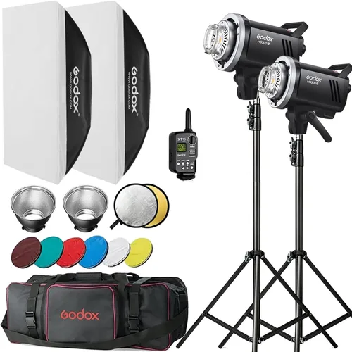Vista 9 de Kit de Flash de Estudio Godox para Fotografía, Luz Estroboscópica de Estudio de 600W con Montura Bowens, Sistema 2.4G X, MS300 Lámparas Mono