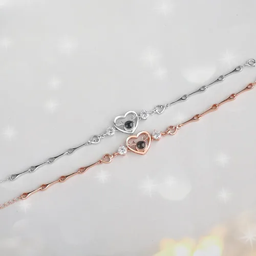Vista 25 de Godchoices Pulsera de fotos personalizada, pulsera de proyección de fotos con imagen en el interior, collar con texto en inglés "I Love You