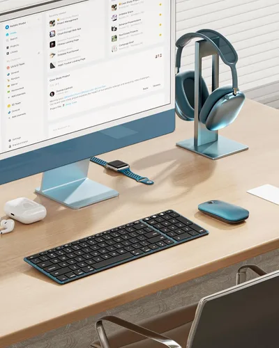 Vista 7 de seenda SKM64-2 - Combo de teclado y mouse Bluetooth para Mac, MacBook y iPad Multi-device Bluetooth switching, quiet, rechargeable, compact