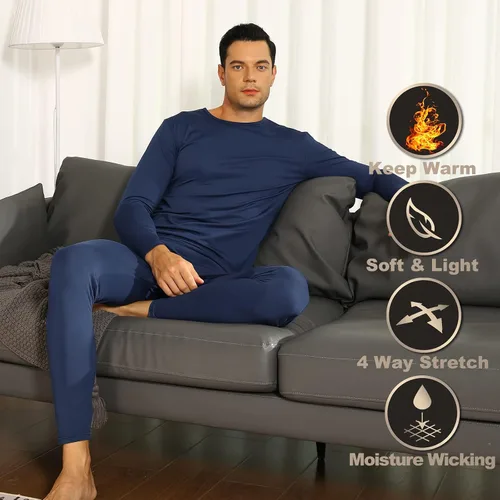 Vista 4 de ViCherub Thermal Underwear for Men Fleece Lined Long Johns Thermals Top and Bottom Set Base Layer for Cold Weather