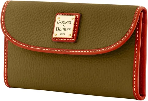 Vista 2 de Dooney & Bourke Billetera, cartera de embrague continental de grano de guijarros, Verde -Oliva