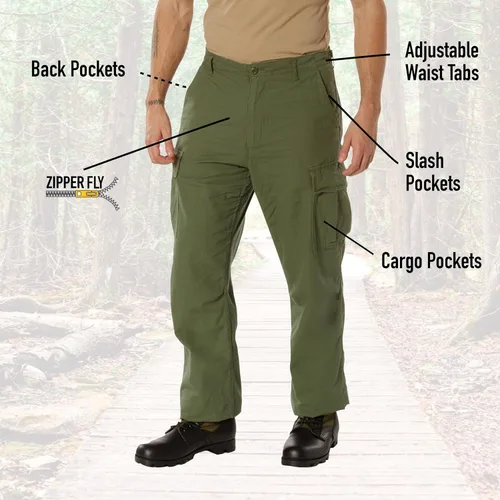 Vista 5 de Pantalón antifatiga clásico R/S Vietnam Rothco Verde oliva (Olive Drab)