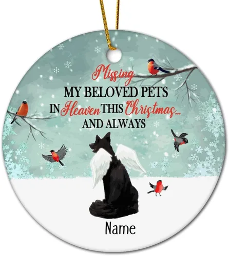 Vista 22 de Personalized Pet Memorial Ornament, Miss My Beloved Pets in Heaven Ornament, Dog Christmas Ornament, Pet Loss Gift, Dog Angel Wings Ornament, Custom
