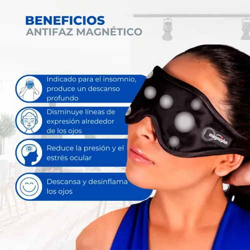 Vista 3 de Máscara magnética para dormir con 10 imanes de ferrita 3800 Gauss