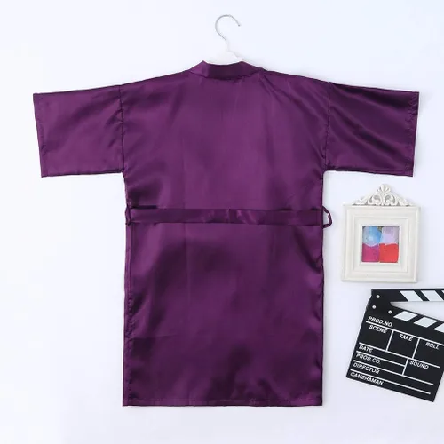 Vista 5 de Bata de satén de seda, kimono, ropa de dormir para bebés y niñas, bata de baño sólida, abrigos de invierno para niños pequeños