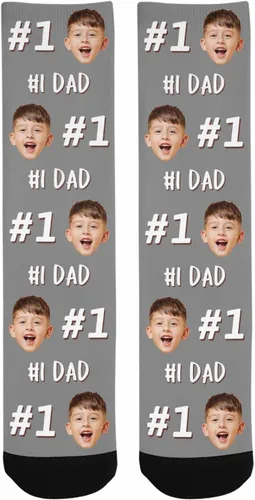 Vista 3 de M YESCUSTOM Calcetines personalizados para la cara, calcetines de animales personalizados para hombres con imagen, foto, texto, diseña tus propios