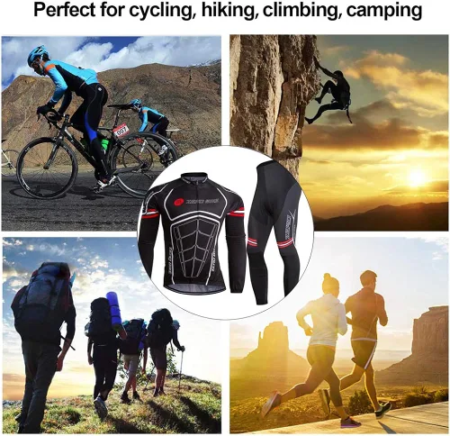 Vista 6 de Mens Soft Long Sleeve Breathable Bicycle Cycling Jersey Polyester Clothing Outdoor Sports Fall Autumn