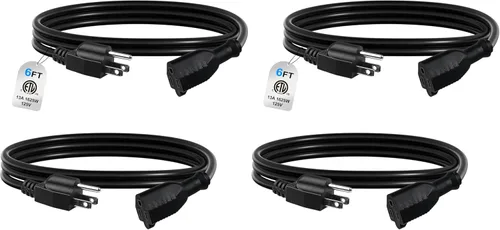 Vista 10 de BN-LINK Cable de extensión de 3 pies para interiores y exteriores 16/3 SJTW, paquete de 2, negro, cubierta de cable de PVC, 3 clavijas, resistente a
