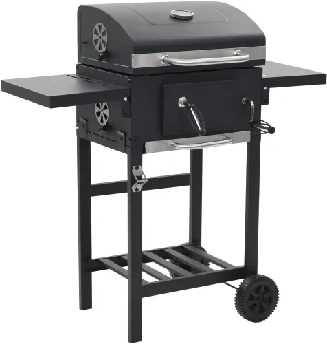 Vista 9 de Ahumador de carbón para barbacoa con estante inferior negro (estilo N) -AA