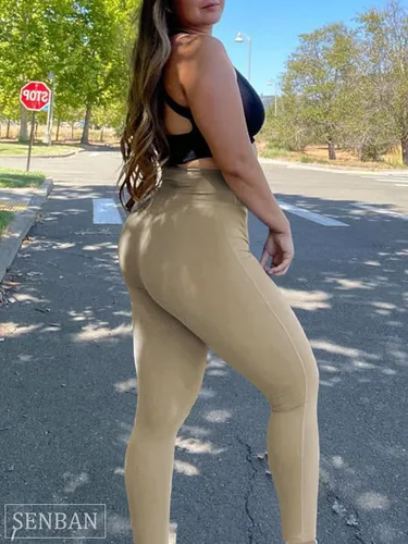 Vista 2 de SENBAN Paquete de 3 leggings de cintura alta para mujer, cintura cruzada en V, suaves, no se transparentan, para entrenamiento, correr, yoga
