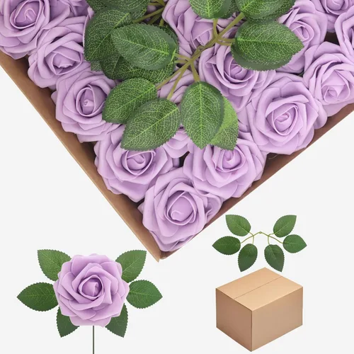 Vista 52 de Flores artificiales, rosas falsas de espuma de aspecto real, combo de flores artificiales de boda para ramos de boda, centros de mesa, arreglos