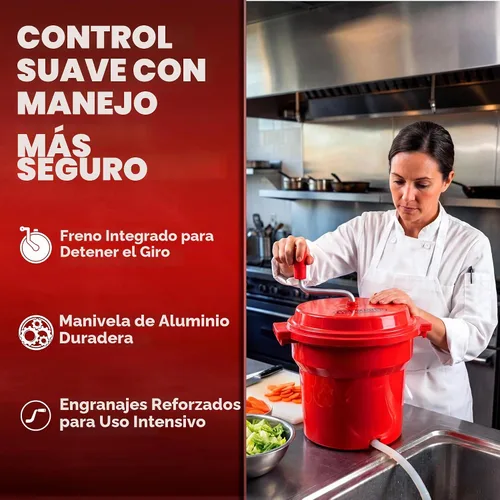 Vista 6 de Chef Master Secador grande de ensalada comercial, manivela manual, 2.5