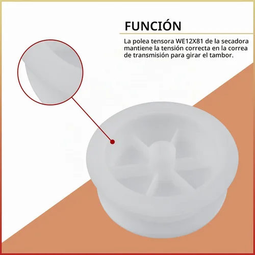 Vista 3 de WE12X81 - Pieza de repuesto para rueda de polea tensora de secadora compatible con secadores GE