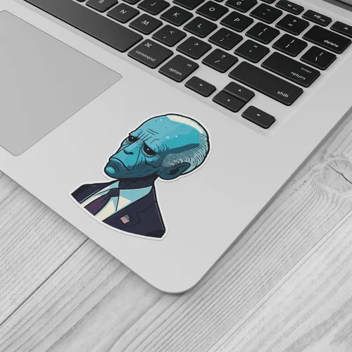Vista 4 de Biden Alien Bumper Sticker Decoración de automóvil, computadora portátil, botella de agua, pared, ventana, calcomanía de vinilo impermeable