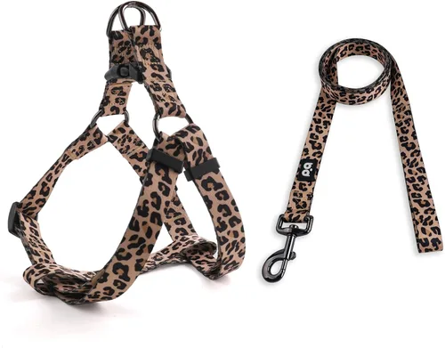 Vista 19 de QQPETS Juego de correa de arnés para perro, ajustable, resistente, sin tirones, arnés halter para perros de razas pequeñas, medianas y grandes, clip