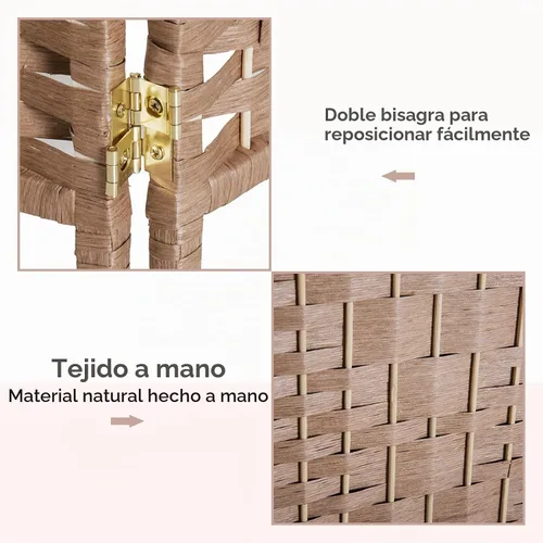 Vista 4 de HOMCOM - Divisor de habitación de 6 paneles, pantalla plegable de privacidad de 6 pies de alto, natural Madera natural