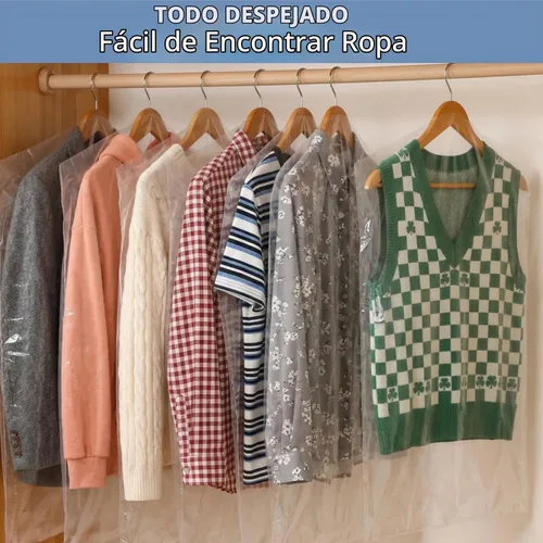 Vista 6 de AVLA Paquete de 50 bolsas de plástico para ropa, bolsas transparentes para colgar en seco, cubierta transparente para colgar ropa, bolsas