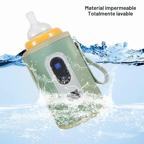 Vista 3 de Calentador de biberones USB, portátil de 5 velocidades ajustables para leche materna (verde)