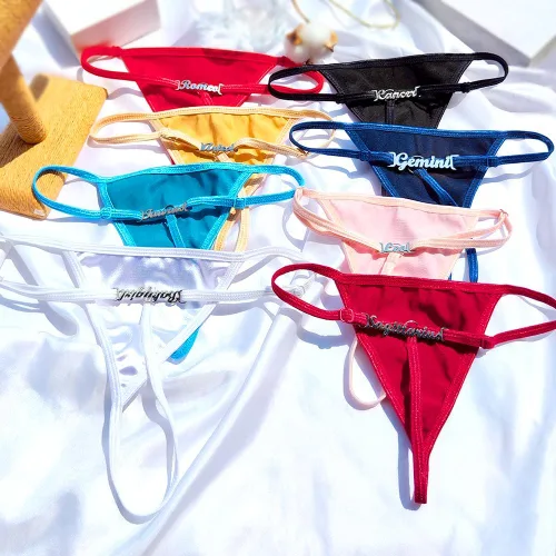 Vista 5 de Artsadd Tanga personalizada para mujer, letras personalizadas, nombre, cintura, cadena, ropa interior, bragas, cadena en T, joyería para el cuerpo