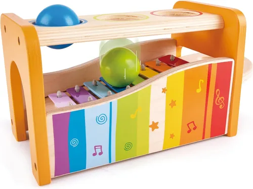 Vista 4 de Banco para tocar música con xilófono de Hape, talla única , Amarillo